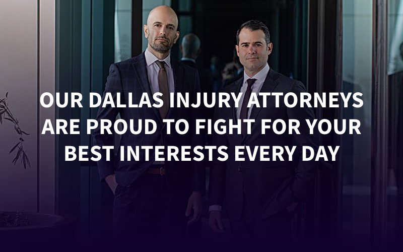 attorneys at Mathias Raphael PLLC Accident and Injury Lawyers with the caption "Our Dallas injury attorneys are proud to fight for your best interests every day"